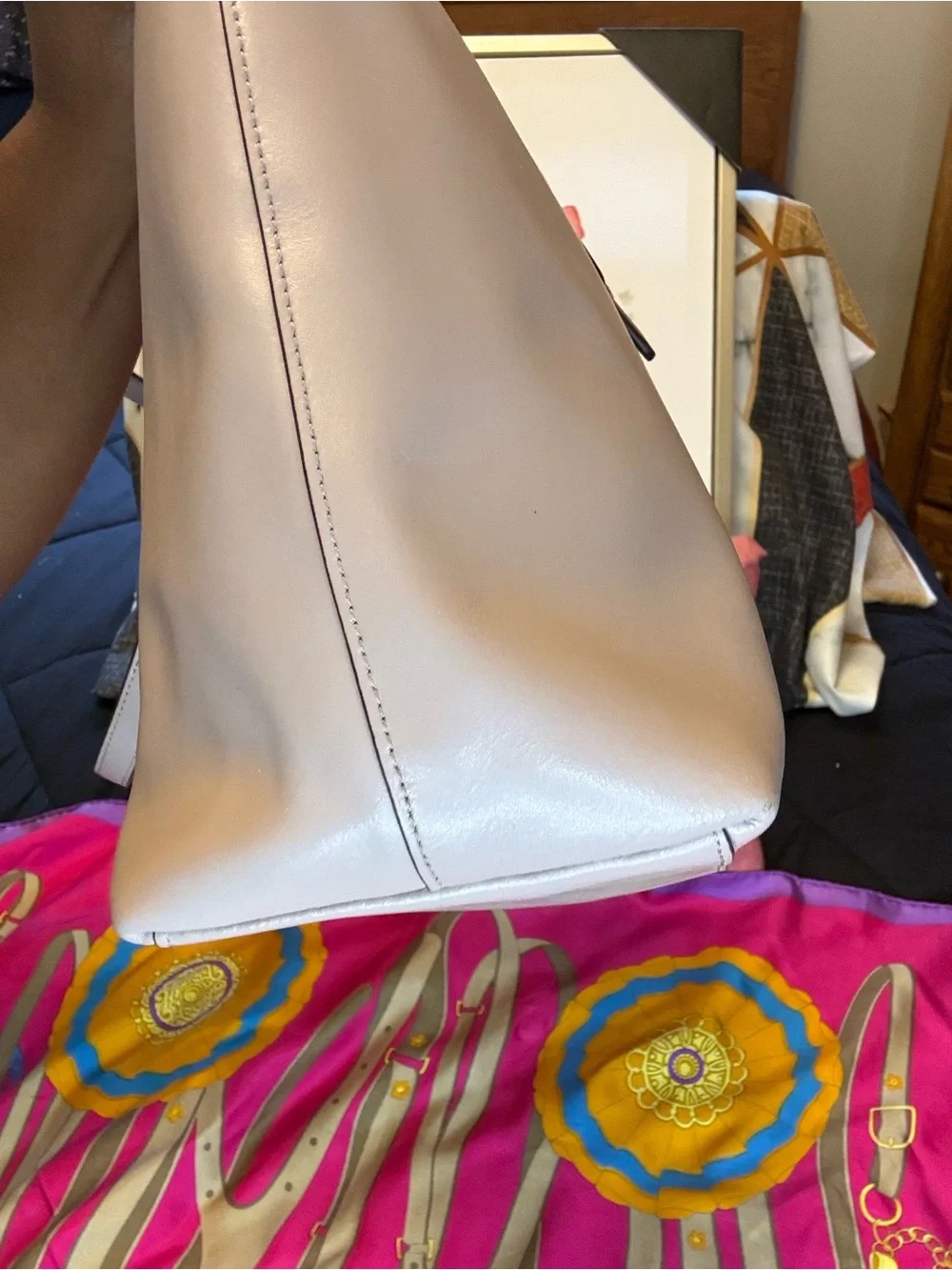 kate spade Pale Pink Leather Tote with Bow Charm Accent - Picture 14 of 16